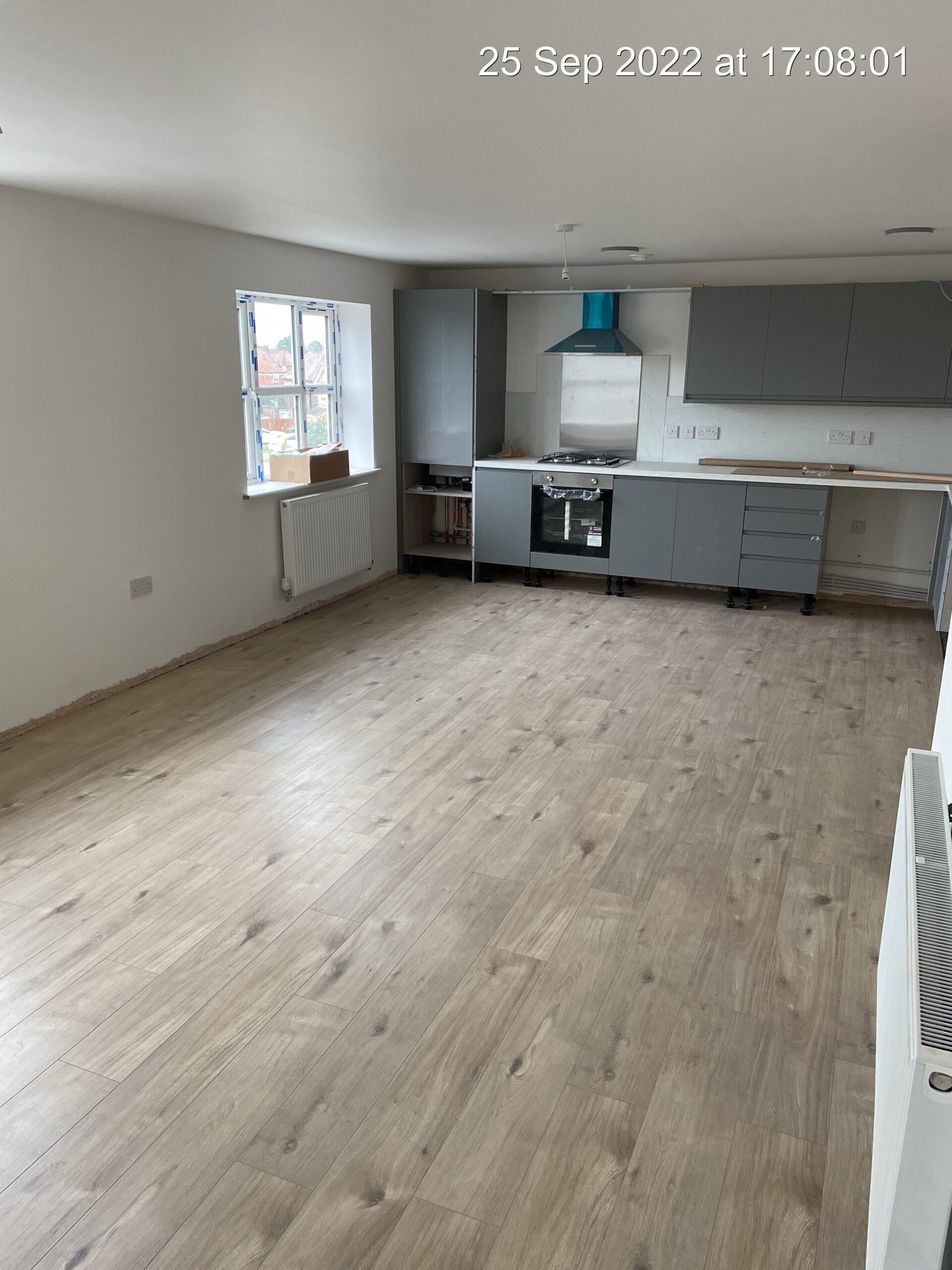 Laminate flooring fitted throughout the flats, with the exception of the bathrooms.